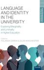 "Language and Identity in the University" oben, darunter Silhouetten von Profilansichten in verschiedenen Farben.
