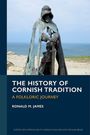 Text: THE HISTORY OF CORNISH TRADITION: A FOLKLORIC JOURNEY. RONALD M. JAMES. Statue eines vermummten Kriegers am Meer.