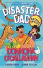 "DISASTER DAD ANIMAL ANTICS" steht in großen Buchstaben. Cartoon: Drei lachende Kinder, eine Giraffe, Enten und ein Krokodil.