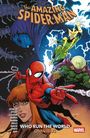 „The Amazing Spider-Man“, „Who Run the World Omnibus“. Spider-Man mit Gegnern, darunter Electro und Mysterio, im Comic-Stil.