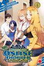 „The Daily Life of a Middle-Aged Online Shopper in Another World“. Drei lächelnde Figuren, eine trägt Einkaufstüten. Manga-Stil.