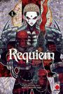 Texte: "Requiem", "Vampire Knight", "Seban", "Victor Santos". Vampir mit Rüstung, roter Schädel, dunkle und gotische Ästhetik.