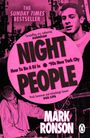 „THE SUNDAY TIMES BESTSELLER“, „NIGHT PEOPLE“, „MARK RONSON“. Ein DJ mixt auf einem Deck, stilisiertes Porträt.