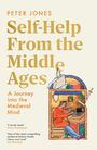 Titel: Self-Help From the Middle Ages. Illustration eines mittelalterlichen Gelehrten vor einem Laptop.