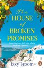"The House of Broken Promises" von Izzy Broom. Bild von Santorini mit blauen Kuppeln und gelbe Zitronen.