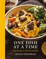 "One Dish at a Time", Buchcover. Salat mit Hähnchen, Spinat, Oliven, Paprika in einer Schüssel.