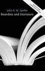 "Bourdieu and Literature" von John R. W. Speller, über offenes Buch auf schwarzem Hintergrund.