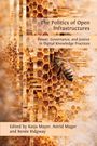 „The Politics of Open Infrastructures“, Bienenwabe, Biene, orange-goldene Töne, digital gestaltetes Cover.