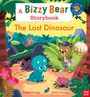"Bizzy Bear Storybook: The Lost Dinosaur". Ein blauer Dinosaurier, ein Bär und eine Maus im Dschungel. Bunte Pflanzen und Tiere.