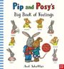 Titel: Pip and Posy's Big Book of Feelings. Gefühle: worried, proud, shy, excited, happy, sad, brave, cross. Zwei Charaktere umarmen sich.