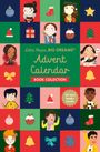 "Little People, BIG DREAMS® Advent Calendar Book Collection." Bunte Illustrationen von Menschen und weihnachtlichen Symbolen.