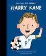 Oben steht "HARRY KANE". Darunter sieht man eine Illustration eines Fußballspielers im Trikot mit einem Ball.
