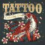 "TATTOO Colouring Book" steht oben. Ein Tiger in kräftigen Farben umgeben von rosa Blumen.