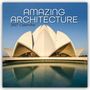"Amazing Architecture 2027 Calendar" darüber. Ein Gebäude in Form einer stilisierten, weißen Lotusblume.