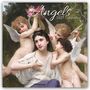 "Angels 2027 Calendar" steht oben. Eine Frau in Weiß mit drei geflügelten Kindern in einem klassischen Gemälde.