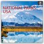 Text: "16-Month 2027 Calendar NATIONAL PARKS USA". 

Illustration: Schneebedeckter Berg, See, klare Spiegelung.