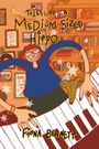 "Tales of a Medium Sized Hippo" und "Fiona Bennett" in einer bunten Illustration mit einer Person am Klavier.