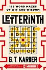 Text: "165 Word Mazes of Wit and Wisdom", "Letterinth", "G.T. Karber". Kreuzworträtsel-Muster mit einem roten Auge in der Mitte.
