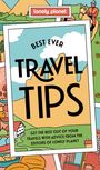 „Best Ever Travel Tips“ mit einem Lonely Planet-Logo oben. Bunte Illustrationen von Landschaften und Sehenswürdigkeiten.