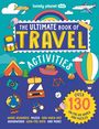 "The Ultimate Book of Travel Activities" zeigt fröhliche, bunte Illustrationen mit Flugzeug, Schiff, Auto und Heißluftballon.