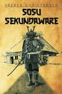 "SOSU SEKUNDAWARE" und "PREBEN CHRISTENSEN" stehen im Bild. Ein Samurai in Rüstung vor einer traditionellen Hütte.