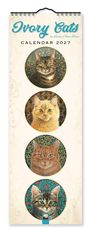 Anne Lesley: Ivory Cats - Gemalte Katzen - Slimline-Kalender 2027 - Original Flame Tree Publishing-Kalender Slimeline [Mehrsprachig] [Kalender], KAL
