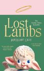 "Lost Lambs" von Madeline Cash. Ein Lamm mit blauen Augen, weißem Fell. Hintergrund grün, oberer Teil rosa mit Heiligenschein.