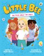 "Little Bee", "The Buzz About the Party", fröhliche Kinder, Pizza, Eiswaffel, blaue, illustrativ gestaltete Hintergrund mit Bienen.