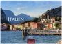 "ITALIEN", "2027", "CASARES EDITION". Malerische Küstenstadt mit bunten Häusern und Bergkulisse am Wasser.