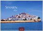 "Spanien 2027" und "CASARES EDITION". Küstenstadt mit weißen Häusern auf einem Hügel am Meer unter blauem Himmel.