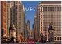 Text: "USA", "2024", "CASARES EDITION". Hochhäuser und eine rote Brücke in einer urbanen Stadtlandschaft.