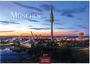 Text: "MÜNCHEN", "2027", "CASARES EDITION". Abendliche Skyline mit Fernsehturm und Stadiondächer, beleuchtet.