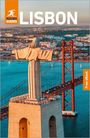 Text: "LISBON", "ROUGH GUIDES", "Free eBook".  
Illustration von einer Statue mit ausgestreckten Armen vor einer Hängebrücke.