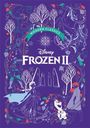 Text: "MODERN CLASSICS", "Disney FROZEN II". Illustration mit Figuren, Bäumen und Blättern in Blau- und Lilatönen.