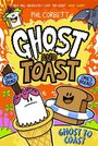 Text: "Ghost and Toast", "One's Dead", "One's Bread", "Ghost to Coast". Illustration von fröhlichem Toast und Geistereis.