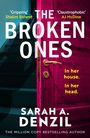 „Gripping“ Shalini Boland, „Claustrophobic“ AJ McDine. „THE BROKEN ONES“ von Sarah A. Denzil. Rote Tür öffnet sich zu Treppe.