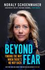 Titel: "BEYOND FEAR", Untertitel: "Finding the way when there's no way back." Frau mit blonden Haaren und blauer Jacke.