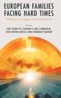 Text: "European Families Facing Hard Times: Challenges, Strategies, and Family Policies." Farbenfrohe, abstrakte Illustration.