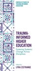 "Trauma-Informed Higher Education" Buchumschlag mit violett-türkiser Fliesenmusterbordüre.