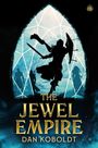 "The Jewel Empire. Dan Koboldt." Silhouette einer kriegerischen Gestalt vor einer eisig blauen, glasartigen Kulisse.