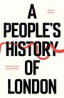 "A People's History of London, Second Edition, Lindsey German and John Rees" in schwarzer und roter Schrift mit rotem Band.
