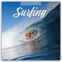 Oben steht "2027 Calendar", darunter groß "Surfing". Eine Person surft dynamisch in einer großen Welle.