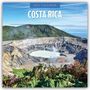 Text: "2027 Calendar - Costa Rica". Vulkankrater mit dampfendem See, umgeben von grünen Bergen und Vegetation im Vordergrund.