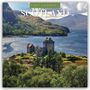 Text: "2027 Calendar", "Scotland". 
Schloss mit Türmen, grüne Wiese, Bäume, Fluss im Vordergrund.