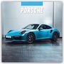Text: "2027 Calendar" und "Porsche". Ein himmelblauer Sportwagen steht vor einer Betonwand.