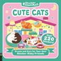 "Cute Cats", "Over 220 Stickers!", "Create and Care for Your Own Sticker Kitty Friends." Illustration von niedlichen Katzen.