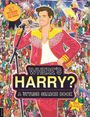 „WHERE'S HARRY? A STYLISH SEARCH BOOK“ in großen Buchstaben. Viele Menschen tanzen. Eine Person im Vordergrund singt ins Mikrofon.