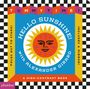 "HELLO SUNSHINE! with Alexander Girard" in bunten Buchstaben umgibt eine stilisierte Sonne auf einem schwarz-weiß karierten Hintergrund.