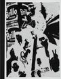 Texte: „Brillo“ und „soap pads“; schwarz-weiße Collage mit mehreren silhouettenhaften Gesichtern und Formen.