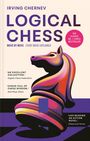 Titel: "LOGICAL CHESS". Autor: Irving Chernev. Schachfigur: Bunt gestaltierter Springer.